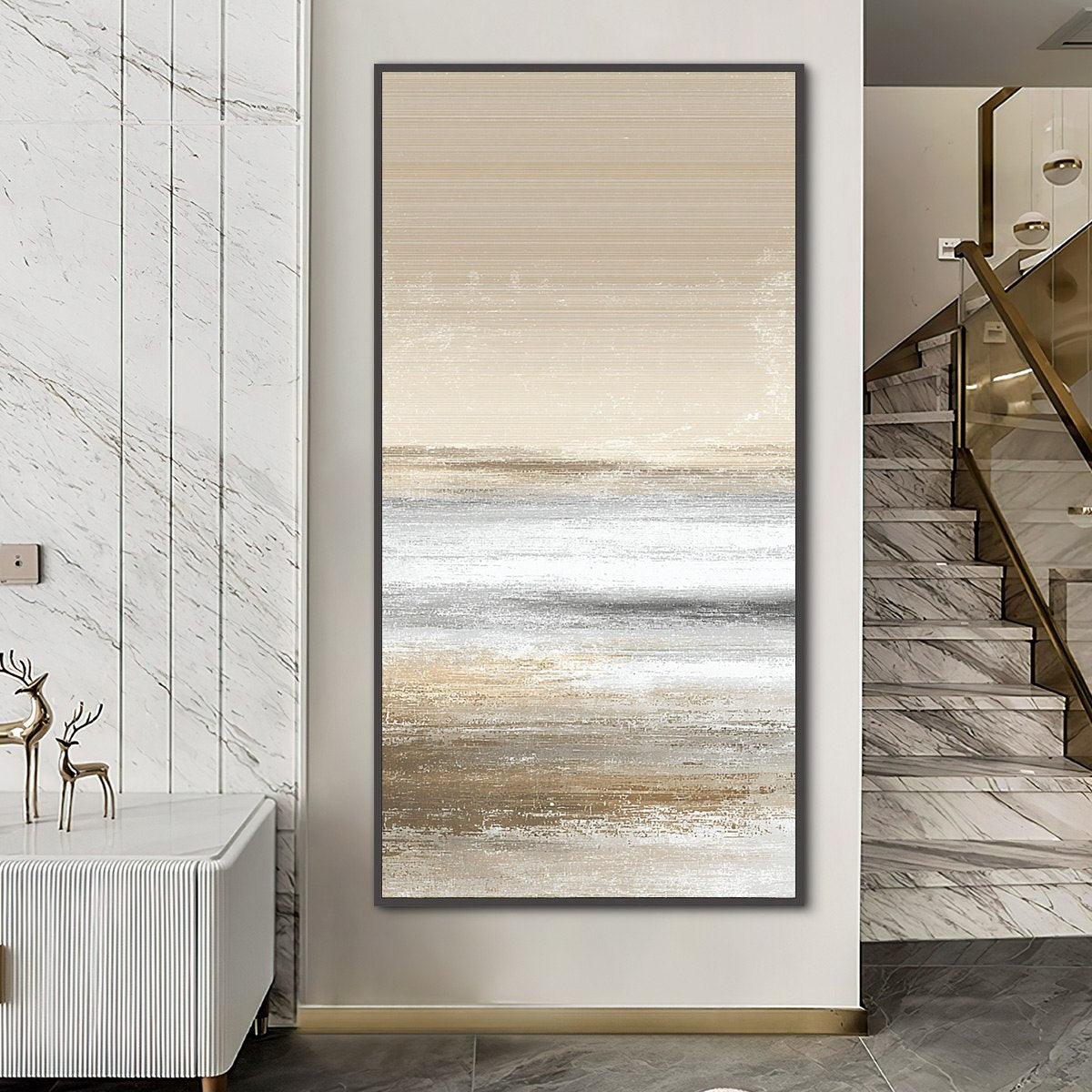SANDSTONE SERENITY: Minimalist Textured Abstract Seascape Painting - Image 4