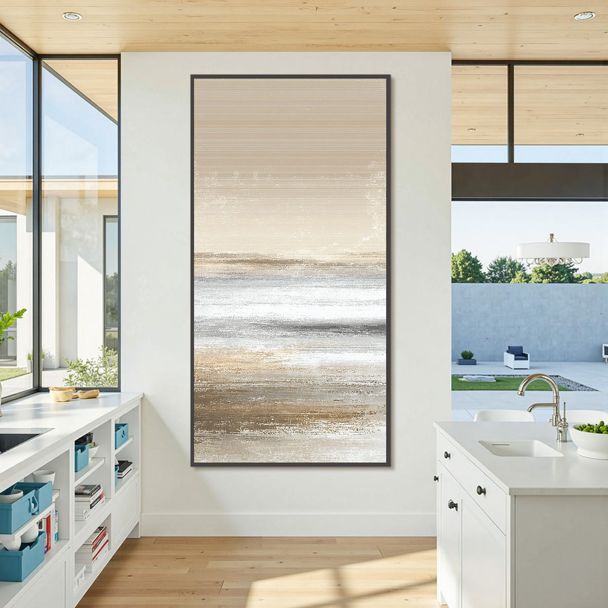 SANDSTONE SERENITY: Minimalist Textured Abstract Seascape Painting - Image 6