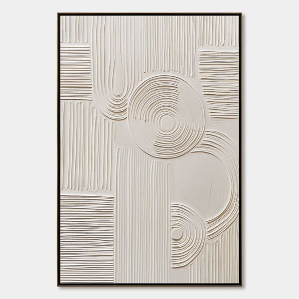SCULPTED SERENITY: Textured Beige Minimalist Wabi Sabi Wall Art