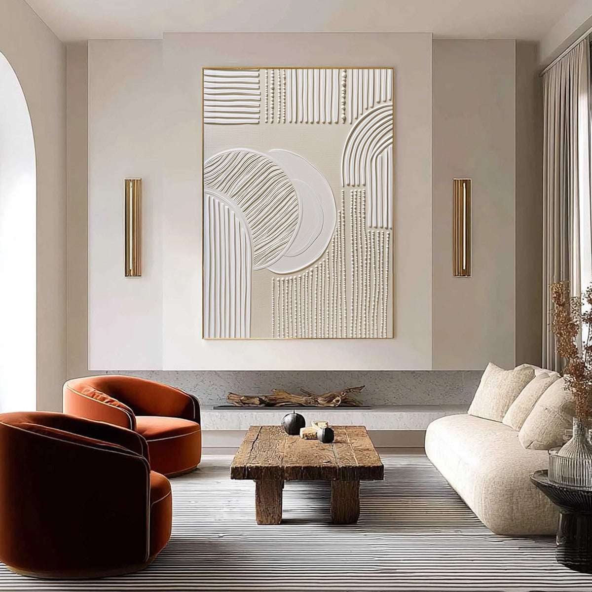 SCULPTED SERENITY: Textured Minimalist Abstract Wall Art - Image 2