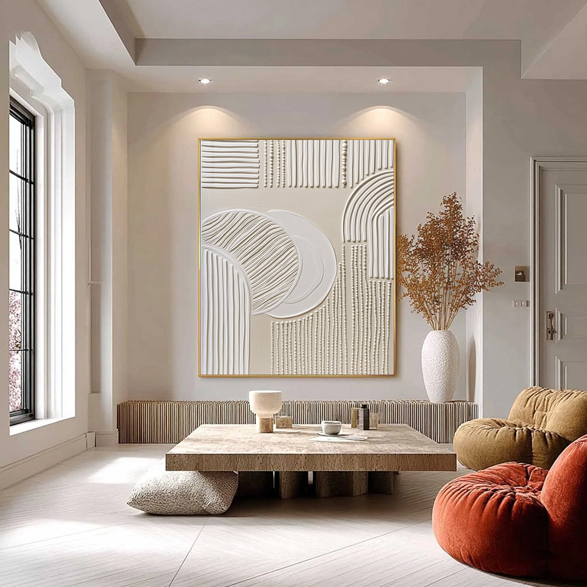 SCULPTED SERENITY: Textured Minimalist Abstract Wall Art - Image 6