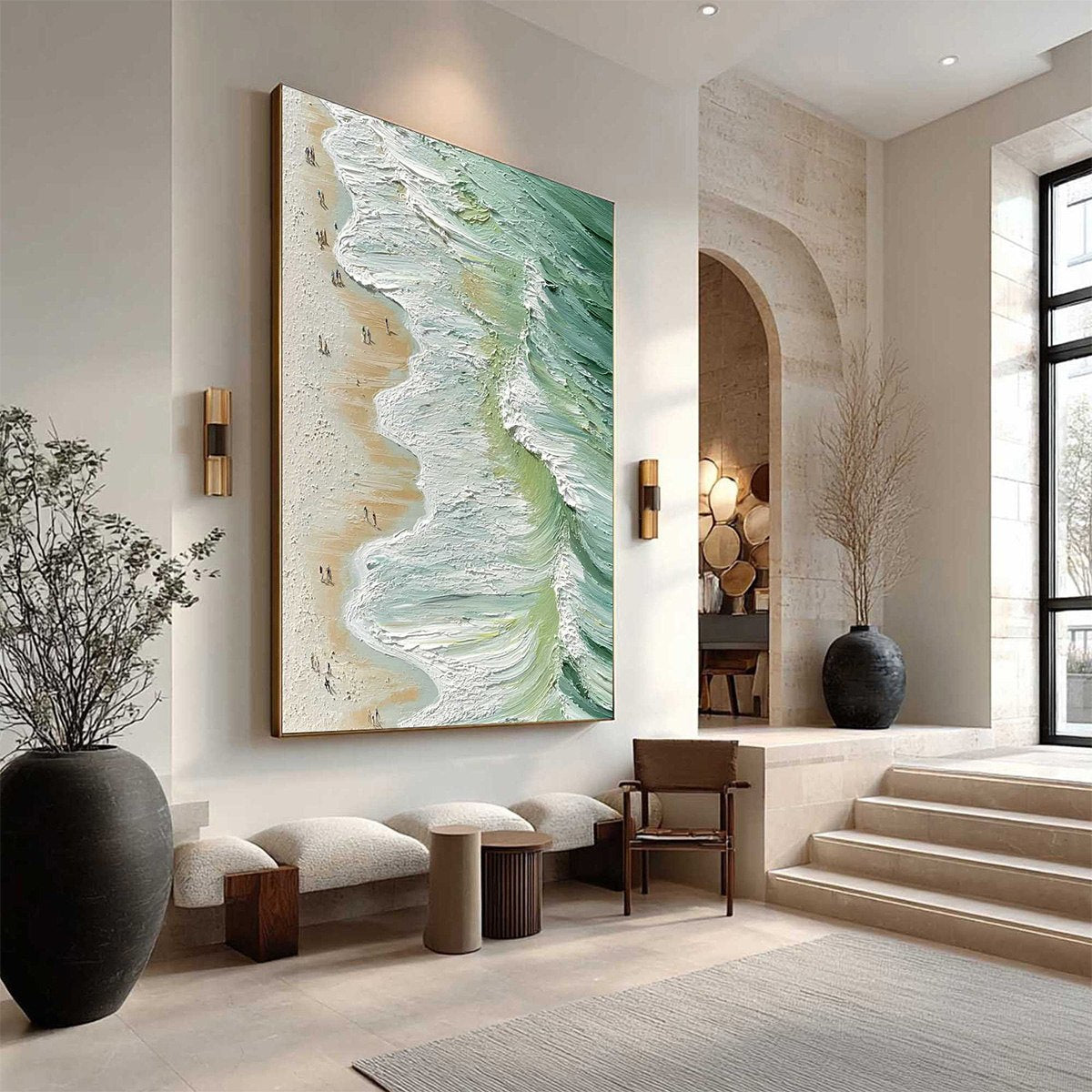 SEASHORE SERENADE: Textured Impasto Beach Oil Painting - Image 4