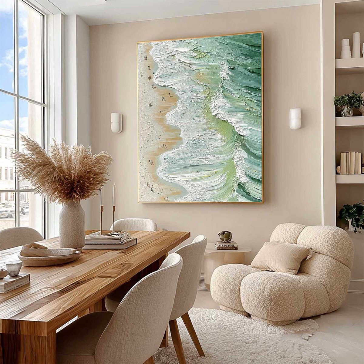 SEASHORE SERENADE: Textured Impasto Beach Oil Painting - Image 8