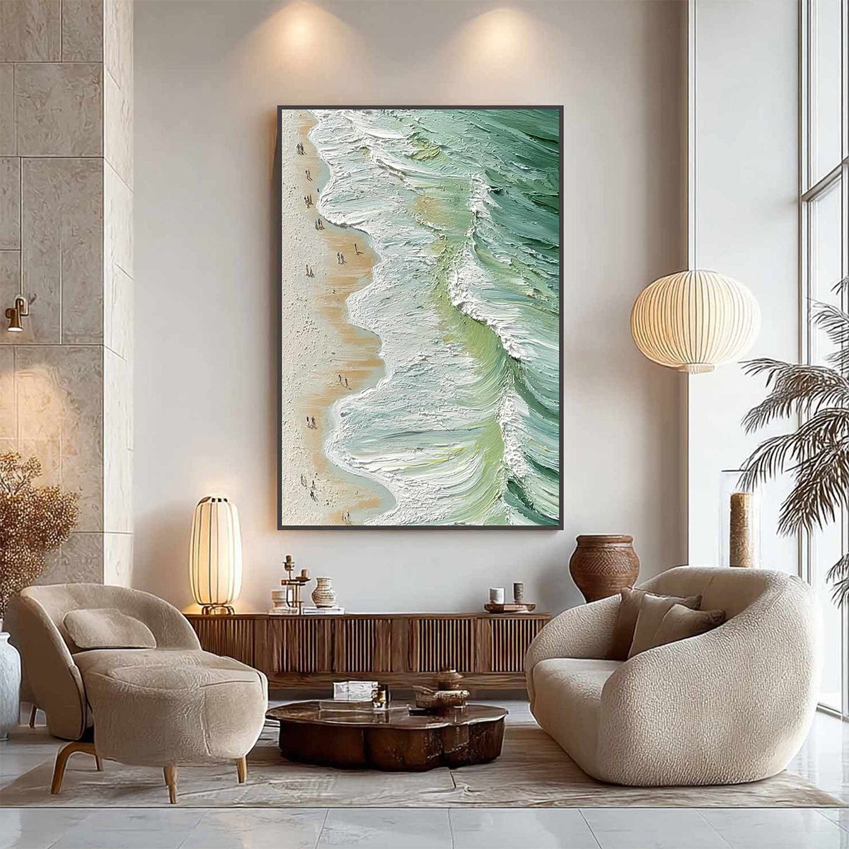 SEASHORE SERENADE: Textured Impasto Beach Oil Painting - Image 5