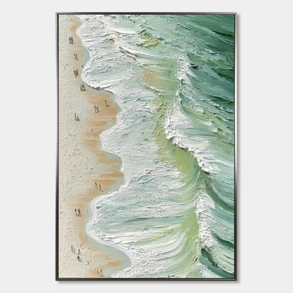 SEASHORE SERENADE: Textured Impasto Beach Oil Painting