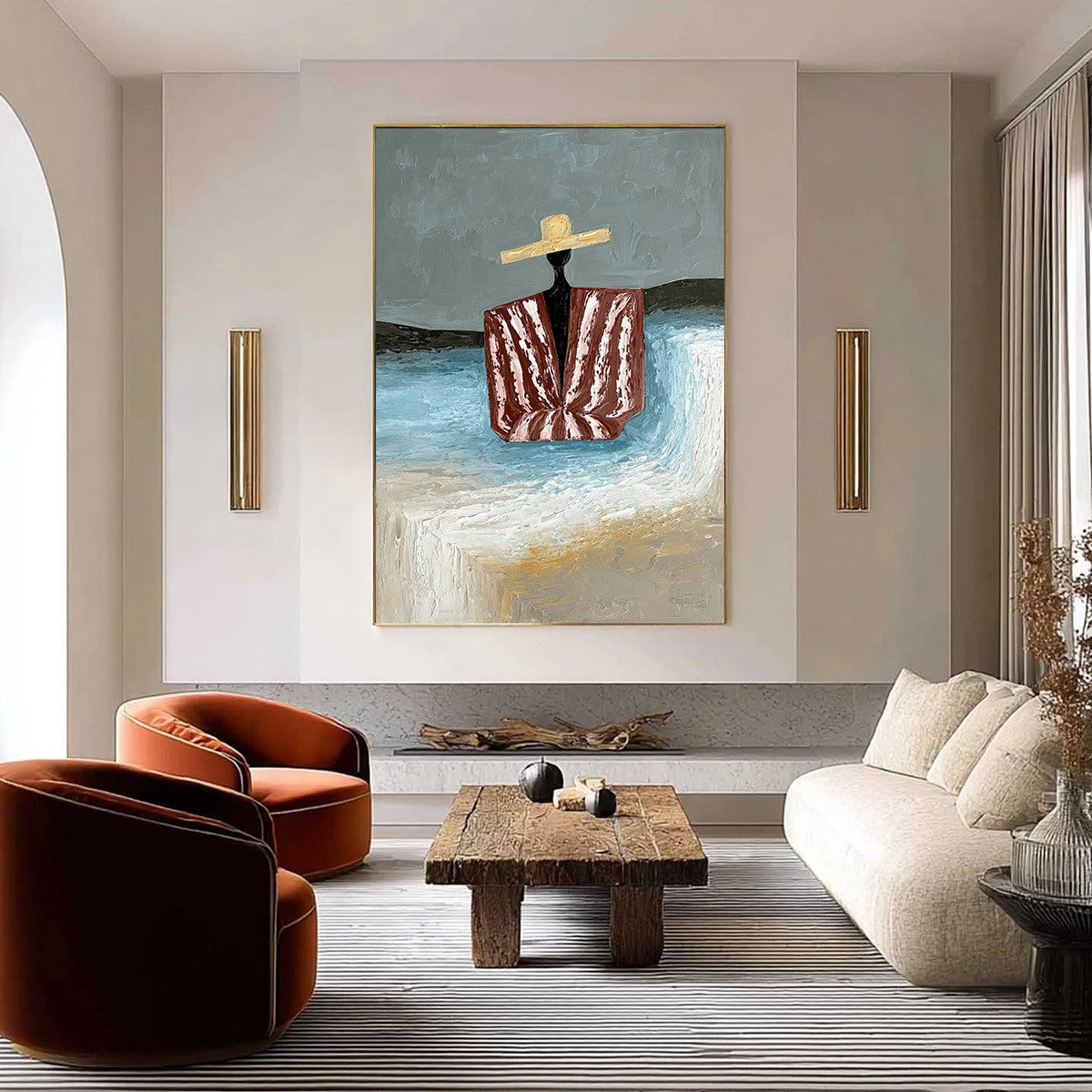 SEASIDE REVERIE: Textured Abstract Figurative Painting by the Sea - Image 2