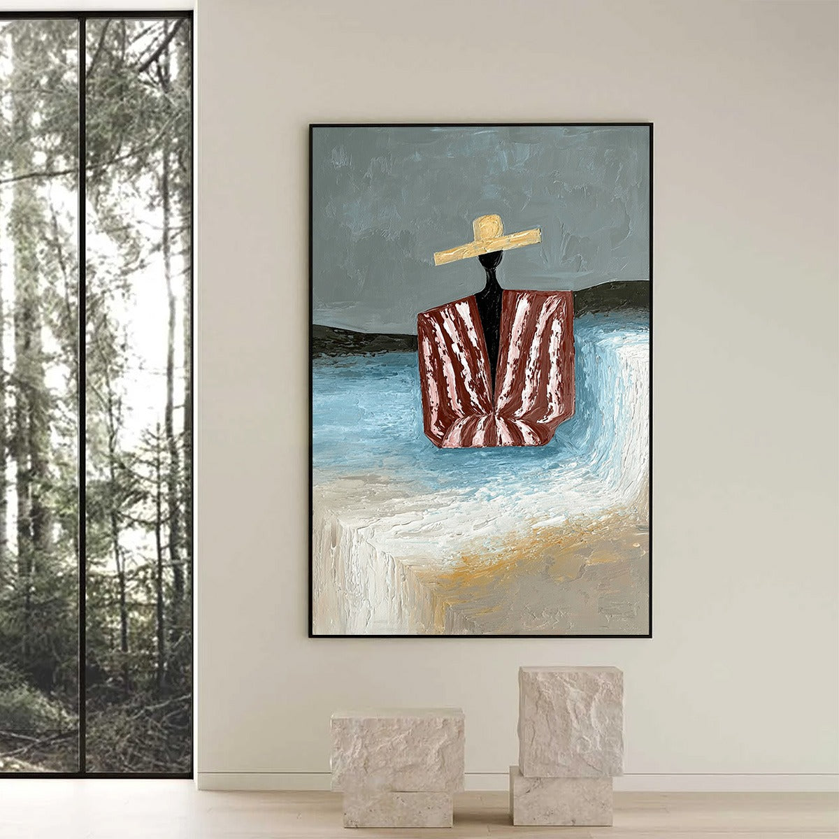 SEASIDE REVERIE: Textured Abstract Figurative Painting by the Sea - Image 6