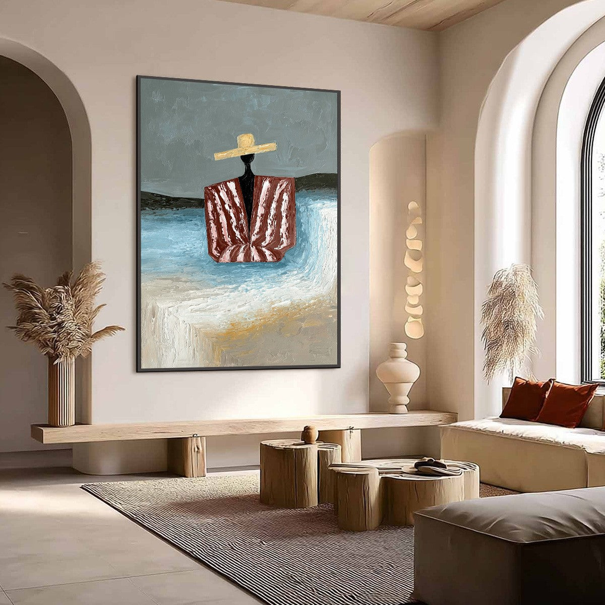 SEASIDE REVERIE: Textured Abstract Figurative Painting by the Sea - Image 7