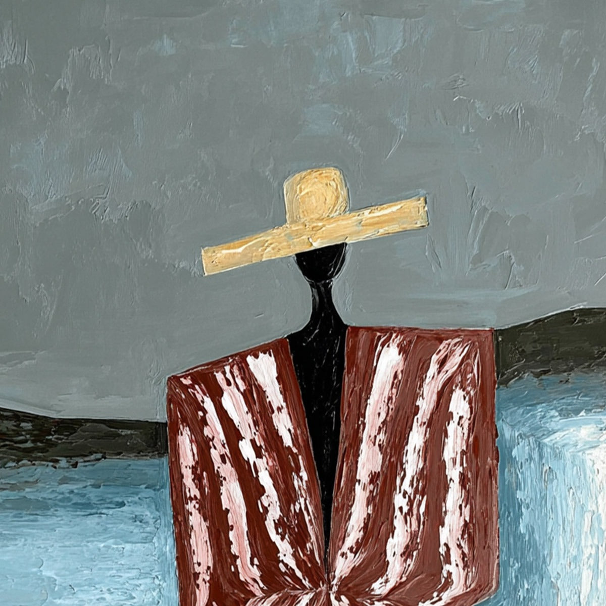 SEASIDE REVERIE: Textured Abstract Figurative Painting by the Sea - Image 3