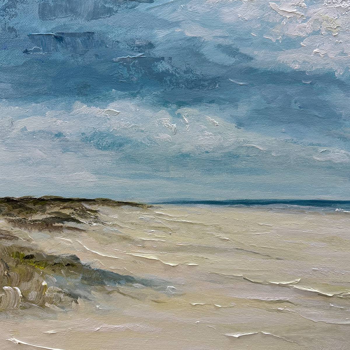 SEASIDE SERENITY: Textured Coastal Beach Oil Painting - Image 3