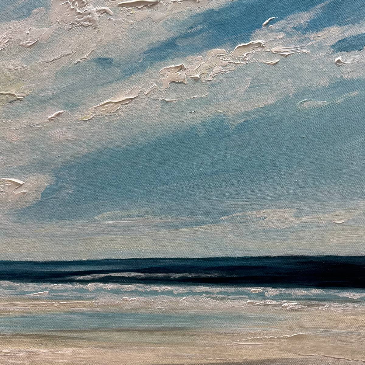 SEASIDE SERENITY: Textured Coastal Beach Oil Painting - Image 6