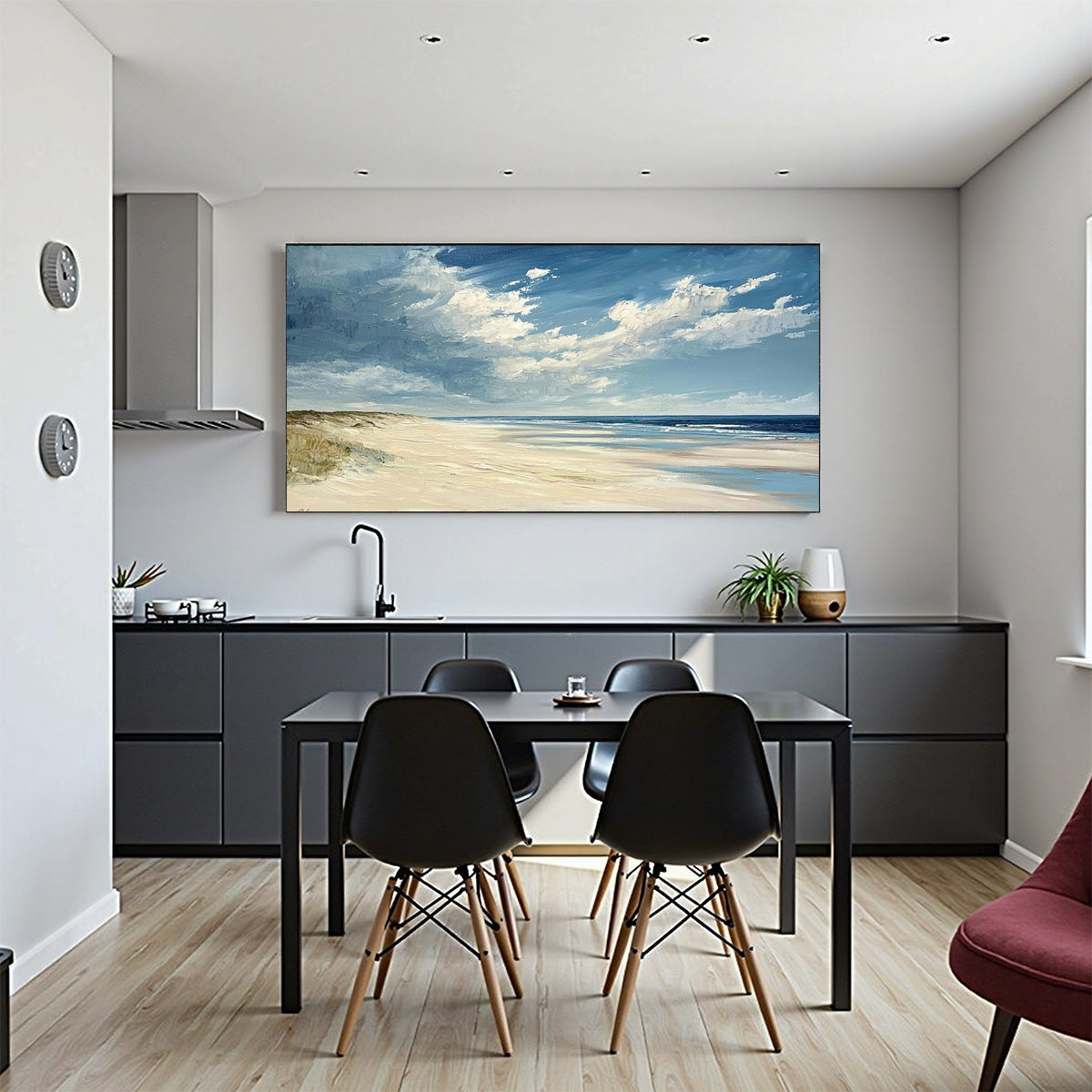 SEASIDE SERENITY: Textured Coastal Beach Oil Painting - Image 5