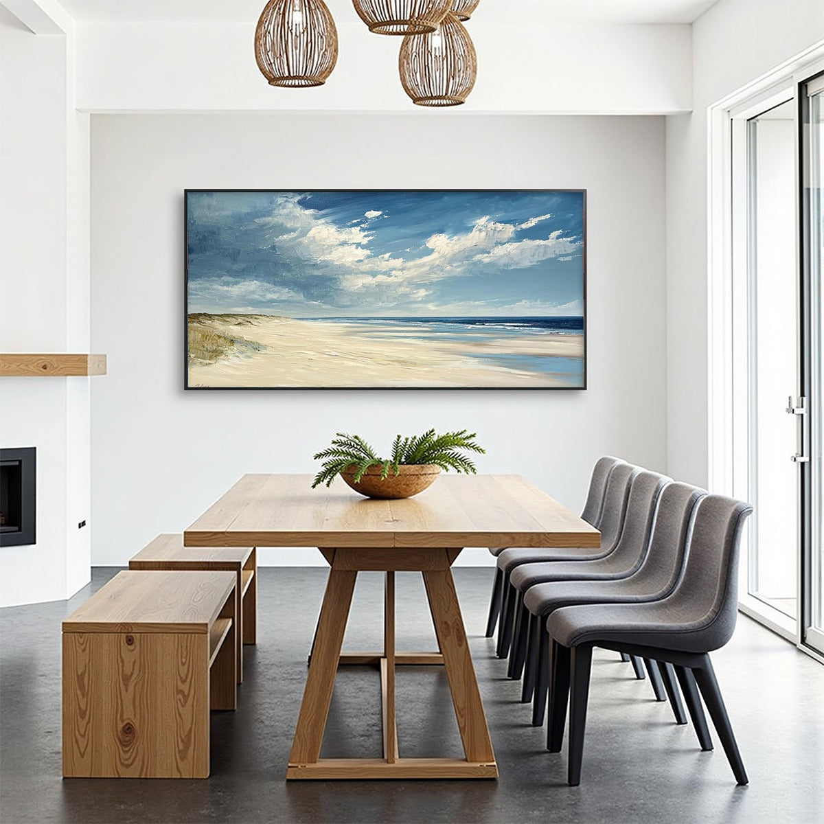 SEASIDE SERENITY: Textured Coastal Beach Oil Painting - Image 7