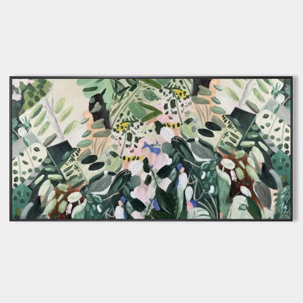 SECRET GARDEN: Panoramic Green Botanical Landscape Painting