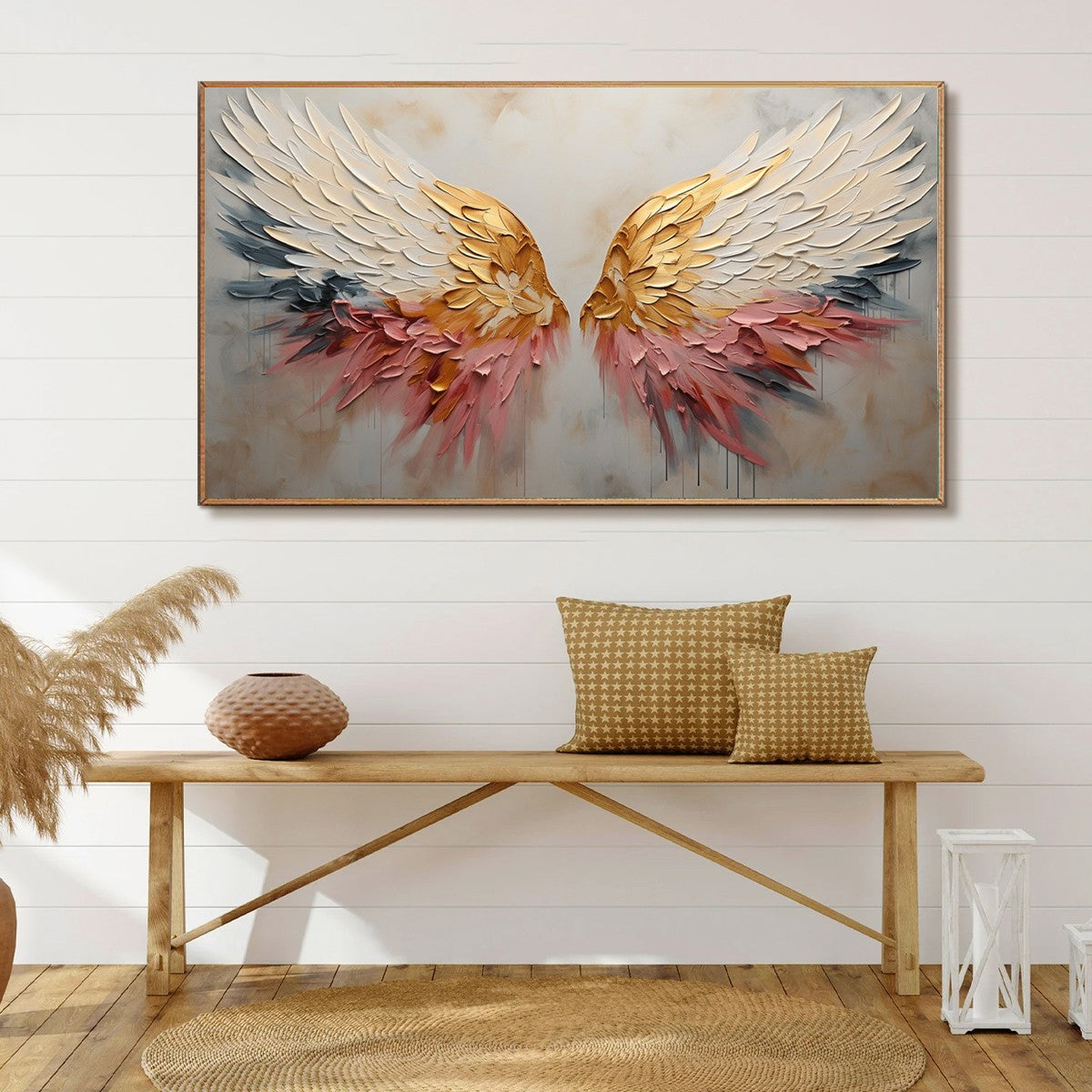SERAPH'S GRACE: Angelic Wings Impasto Oil Painting - Image 2