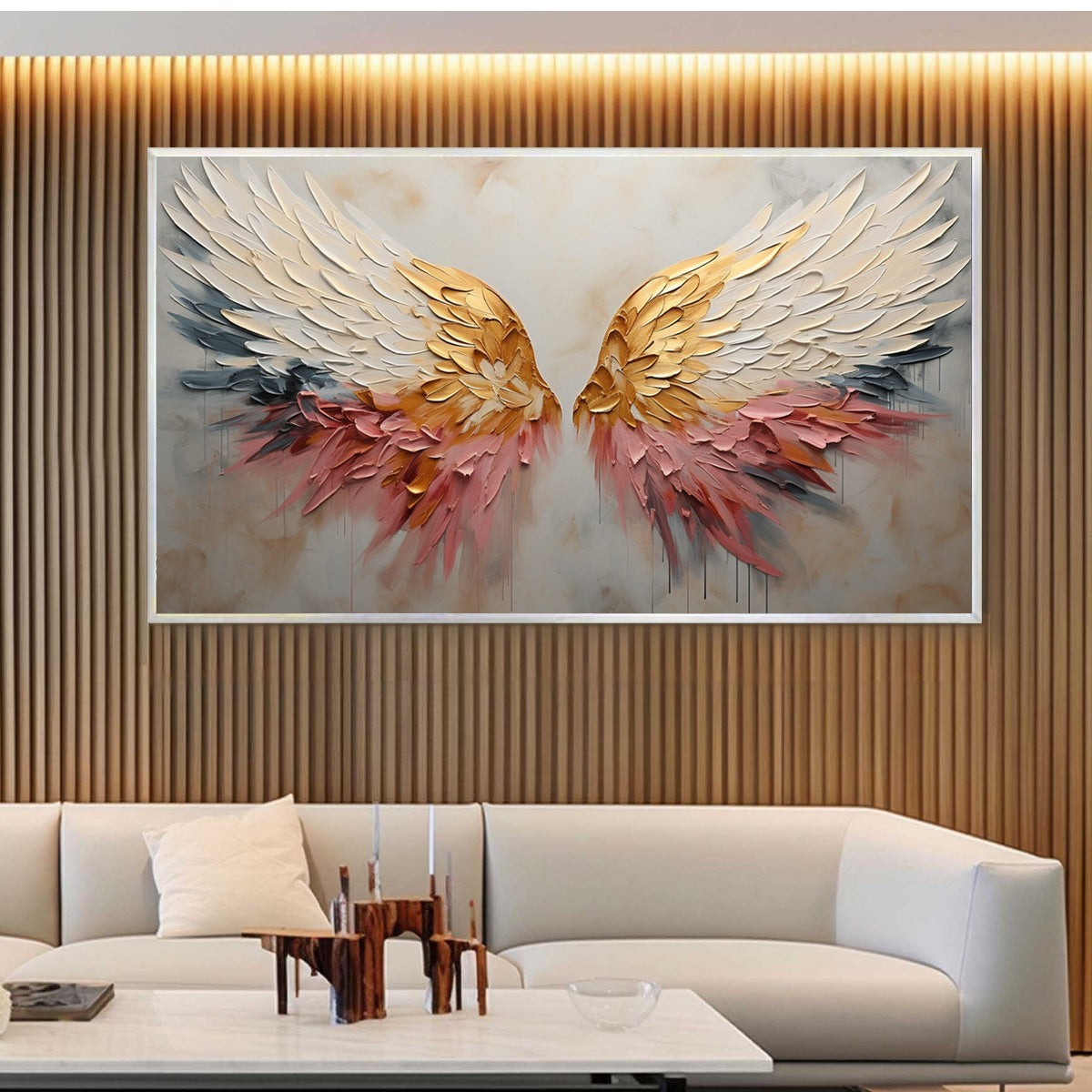 SERAPH'S GRACE: Angelic Wings Impasto Oil Painting - Image 7