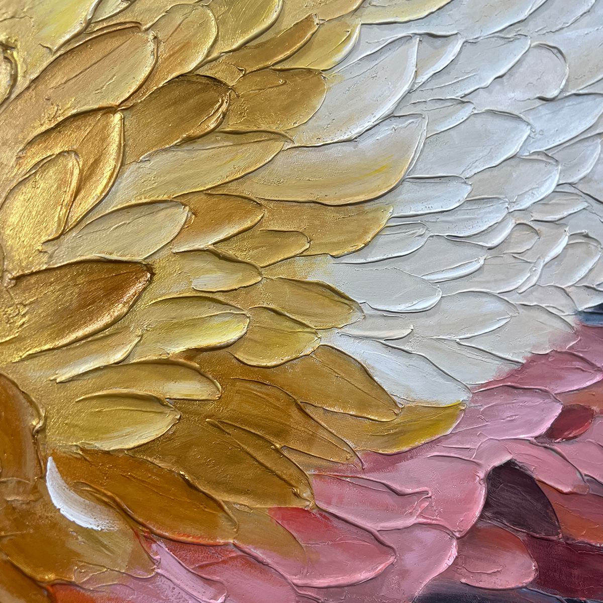 SERAPH'S GRACE: Angelic Wings Impasto Oil Painting - Image 3