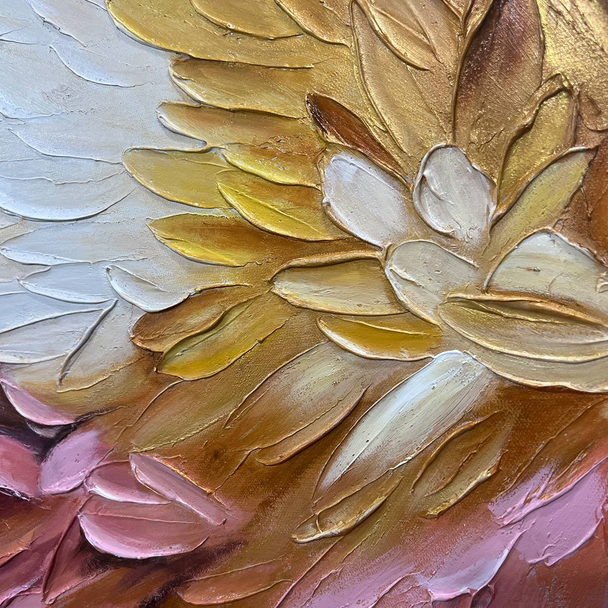 SERAPH'S GRACE: Angelic Wings Impasto Oil Painting - Image 5