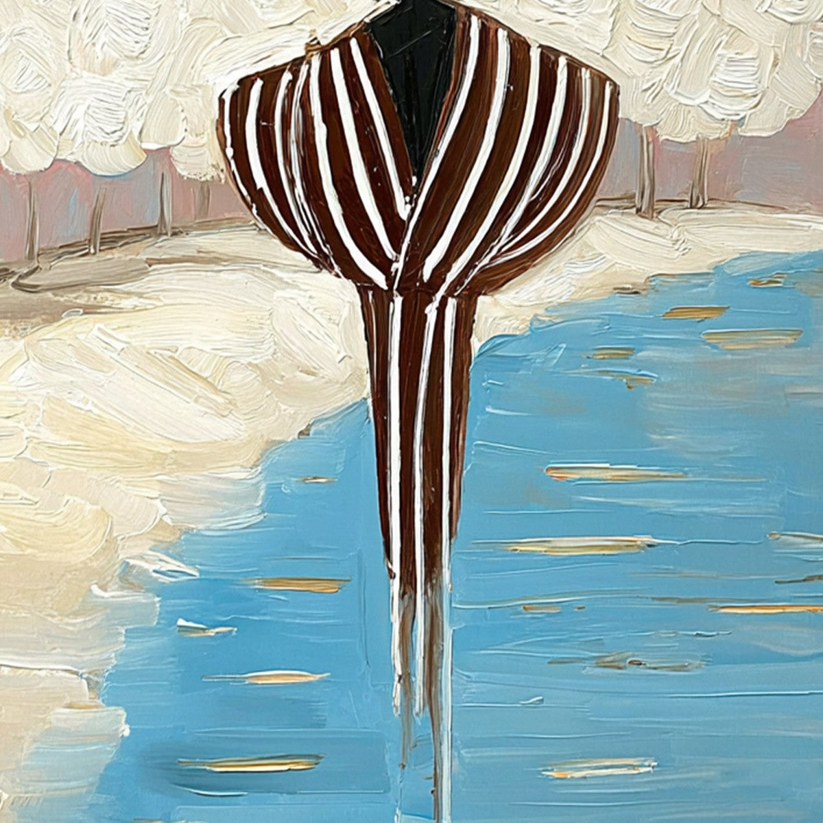 SERENE REFLECTION: Textured Figurative Painting of a Person by the Water - Image 5
