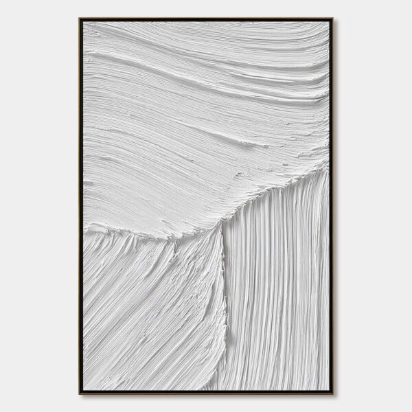 SERENE RIFT: Large Textured White Minimalist Abstract Painting