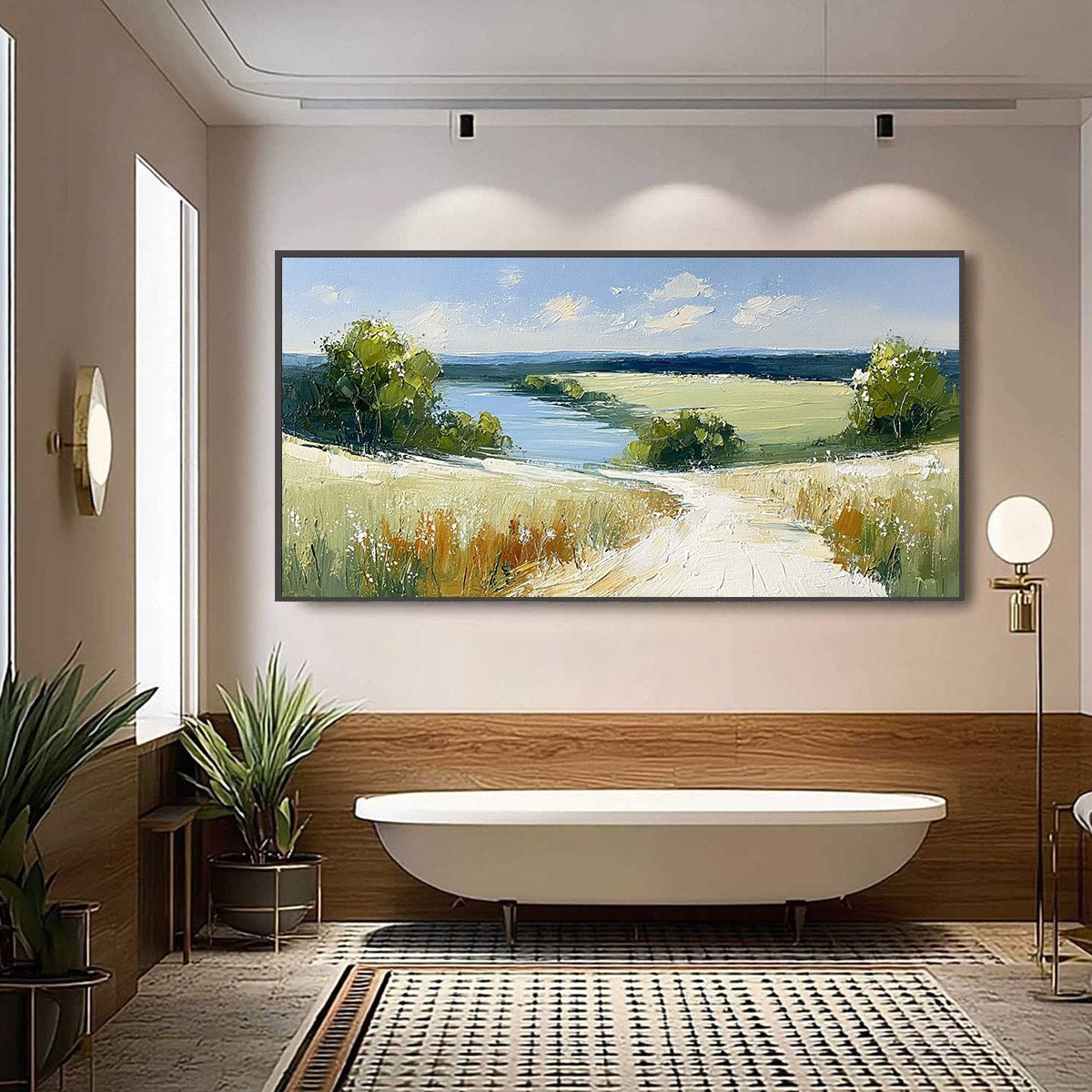 SERENE VISTA: Textured Palette Knife Countryside Landscape Painting - Image 6