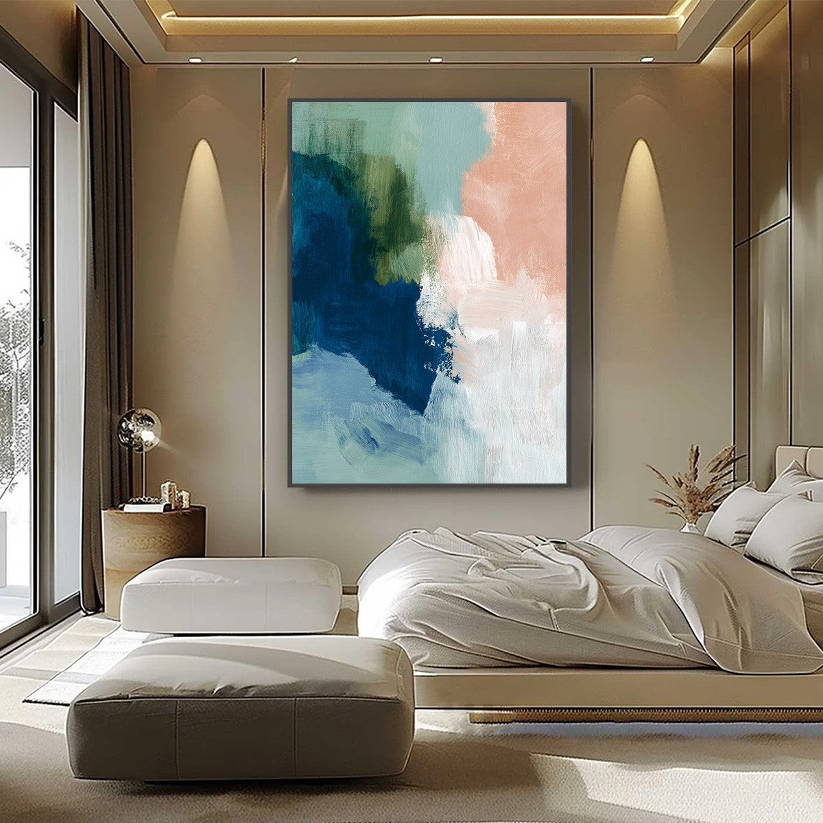 SERENE COLLISION: Modern Abstract Brushstroke Painting - Image 2