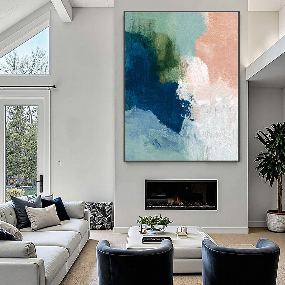 SERENE COLLISION: Modern Abstract Brushstroke Painting - Image 4