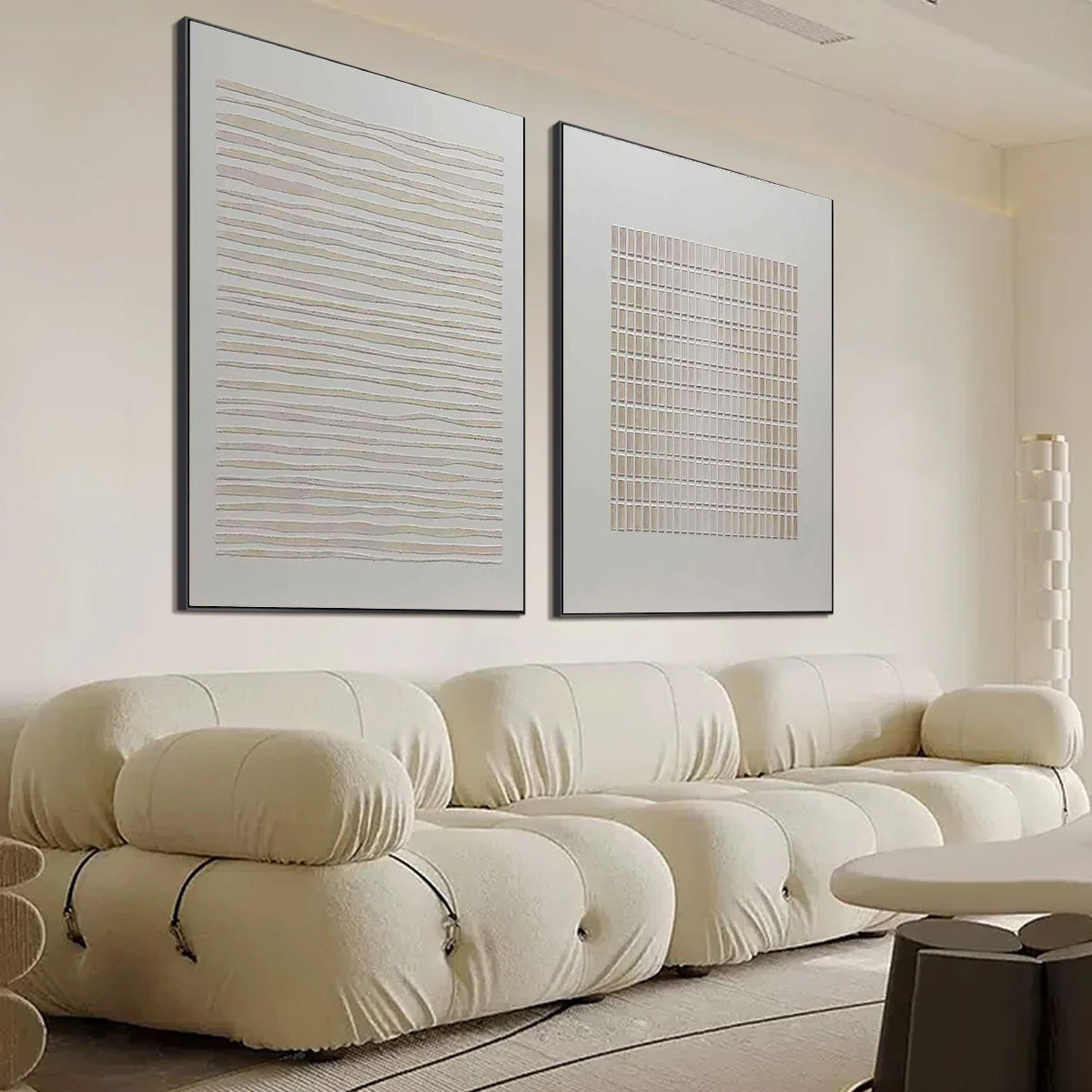 SERENE RHYTHMS: Textured Minimalist Abstract Diptych - Image 3