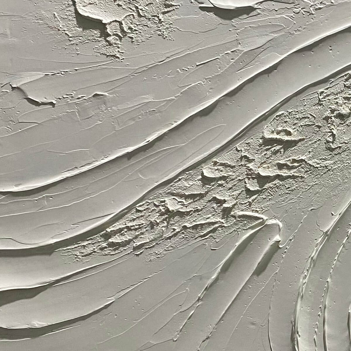 SERENE RIDGES: Textured Minimalist White Oil Painting - Image 3