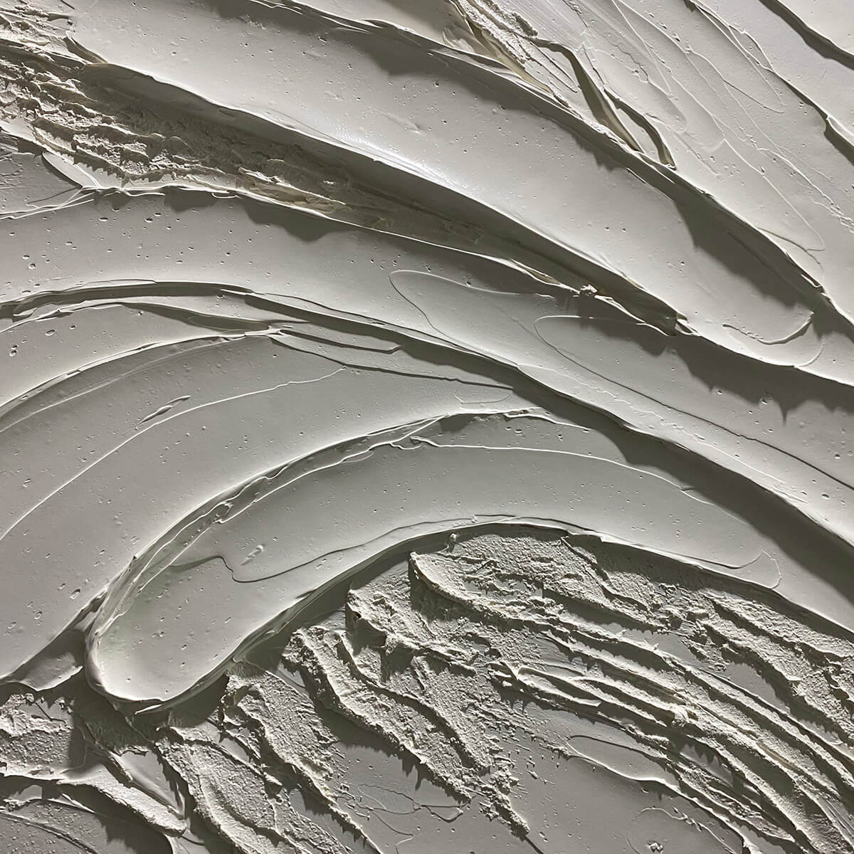 SERENE RIDGES: Textured Minimalist White Oil Painting - Image 5