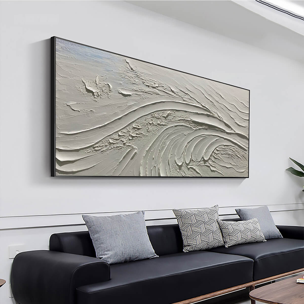 SERENE RIDGES: Textured Minimalist White Oil Painting - Image 4