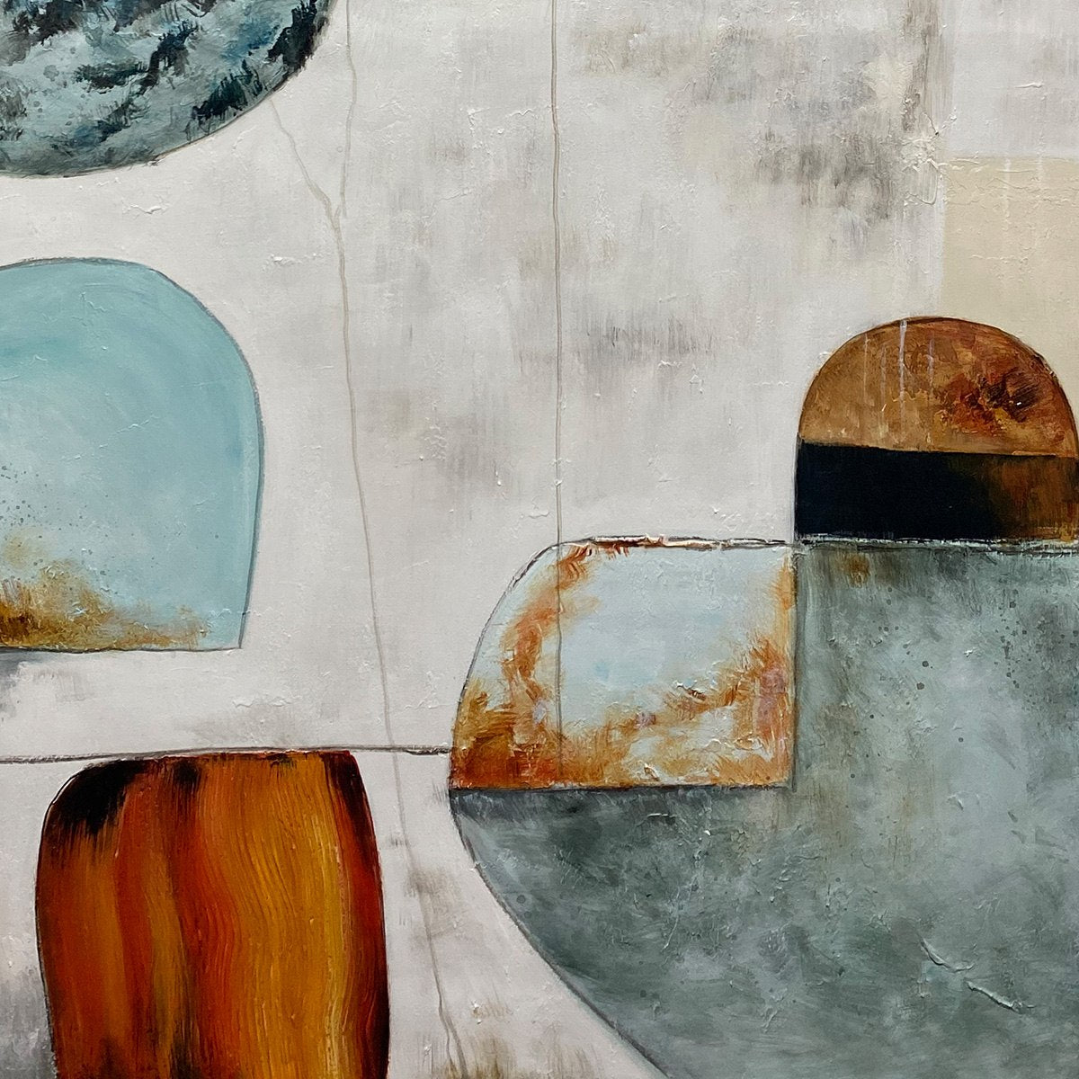 SERENE SHAPES: Textured Abstract Minimalist Oil Painting - Image 6