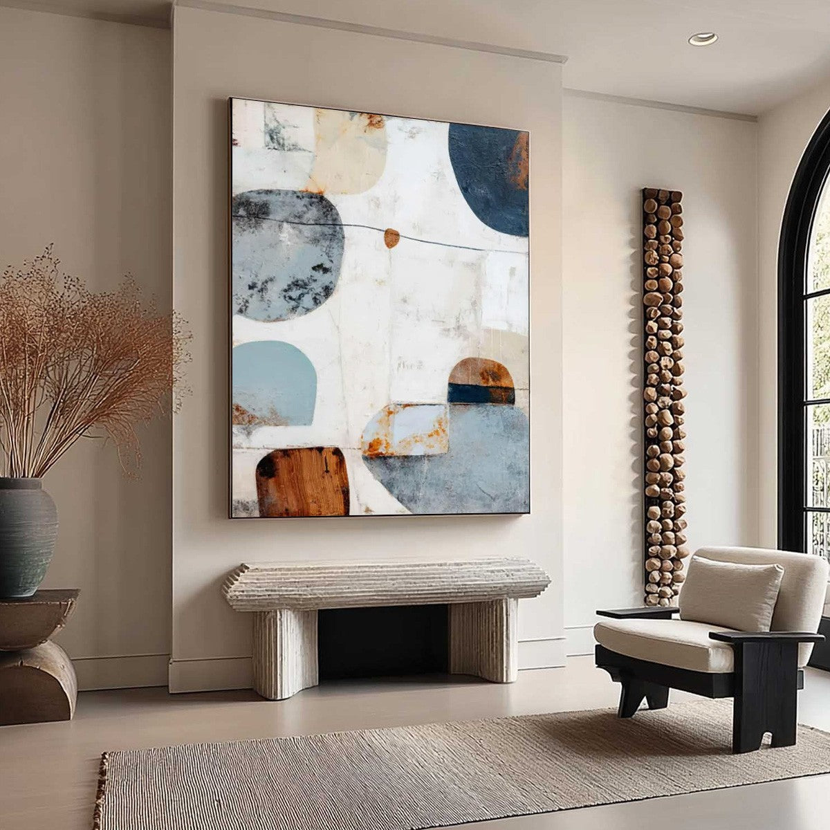 SERENE SHAPES: Textured Abstract Minimalist Oil Painting - Image 7
