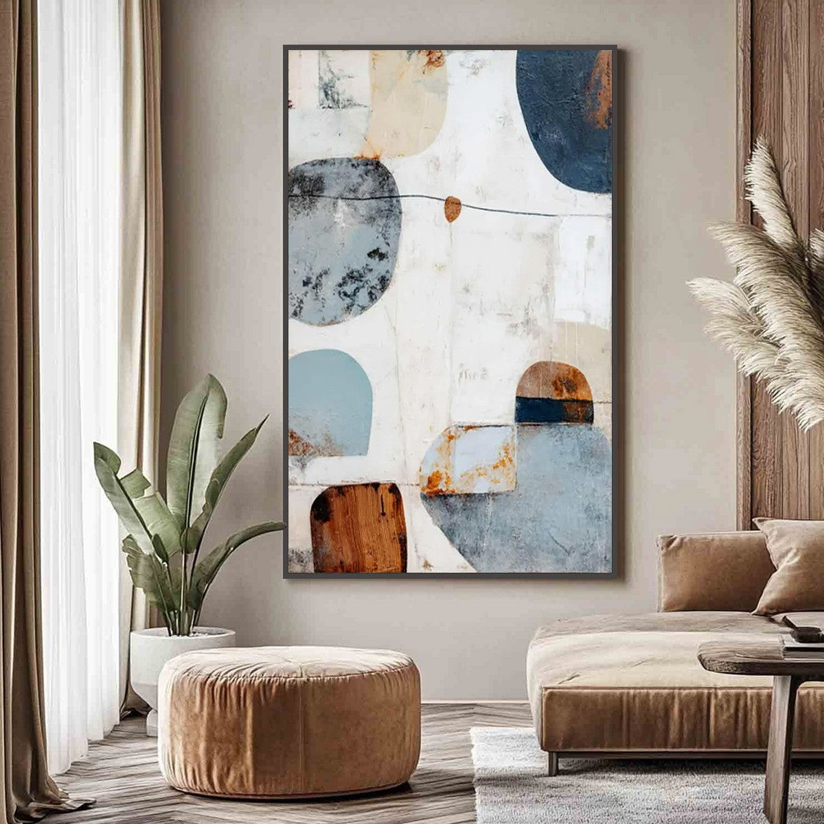 SERENE SHAPES: Textured Abstract Minimalist Oil Painting - Image 5