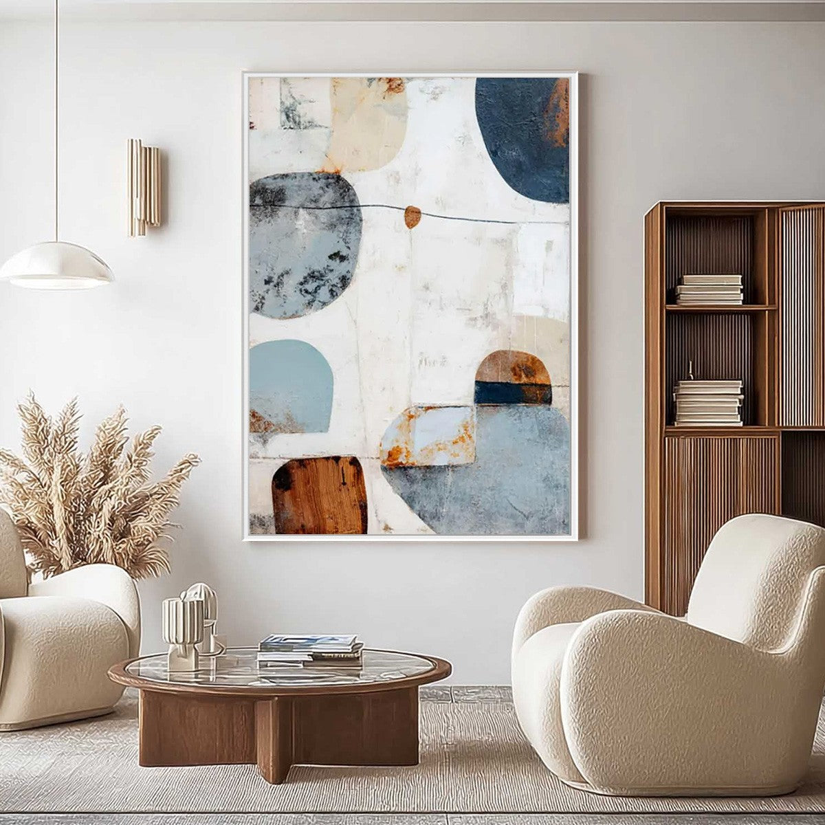 SERENE SHAPES: Textured Abstract Minimalist Oil Painting - Image 2