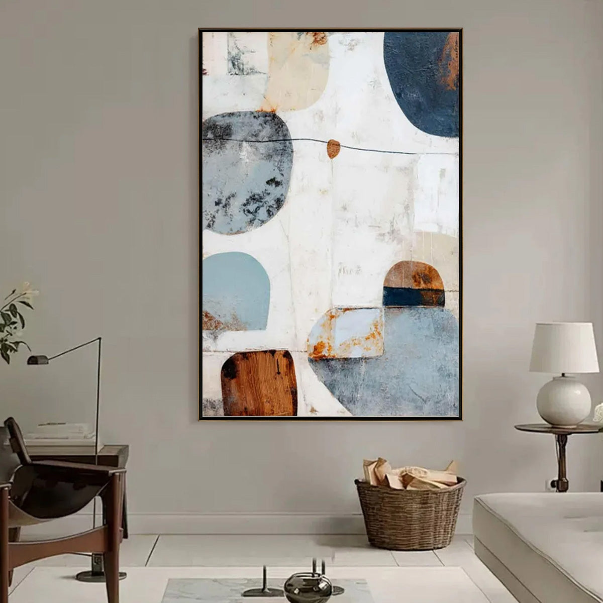 SERENE SHAPES: Textured Abstract Minimalist Oil Painting - Image 8