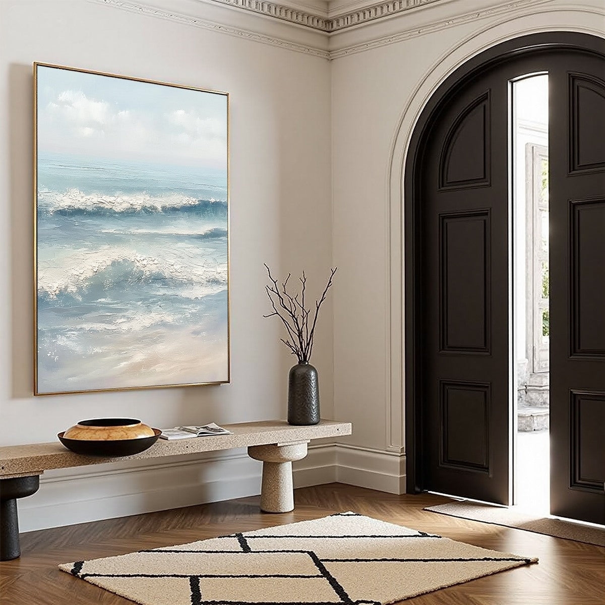 SERENE SHORE: Textured Minimalist Coastal Seascape - Image 8