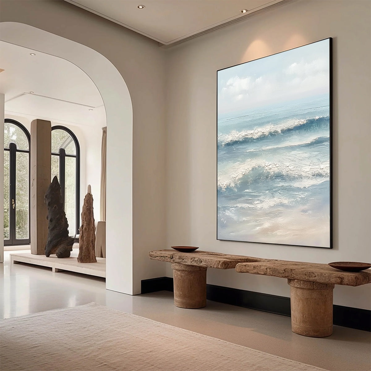 SERENE SHORE: Textured Minimalist Coastal Seascape - Image 7
