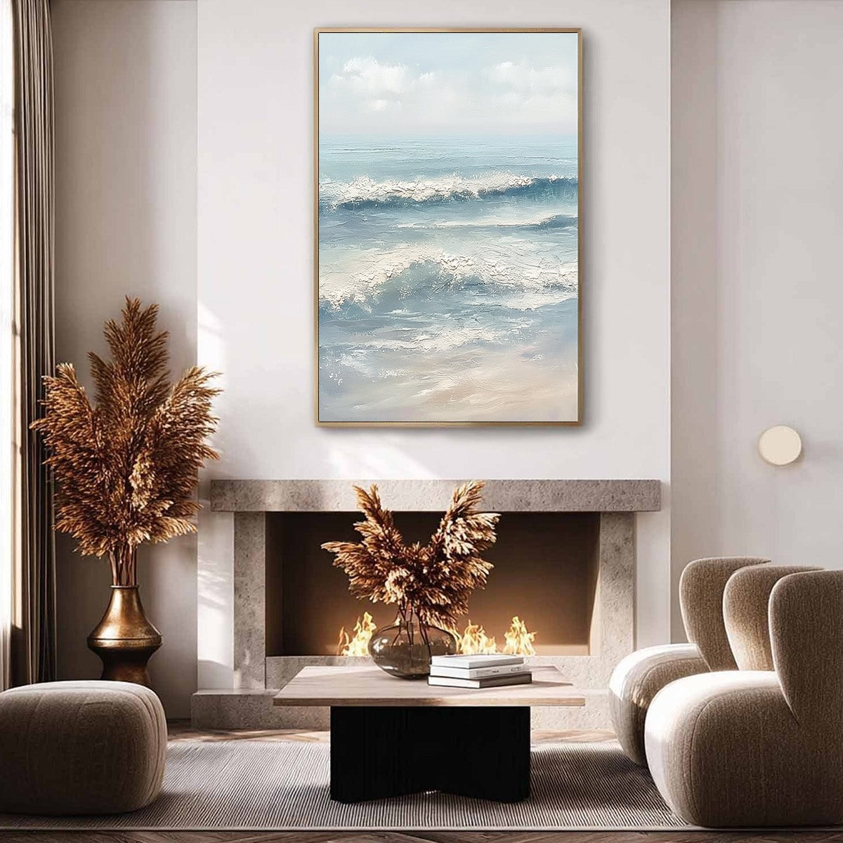 SERENE SHORE: Textured Minimalist Coastal Seascape - Image 5