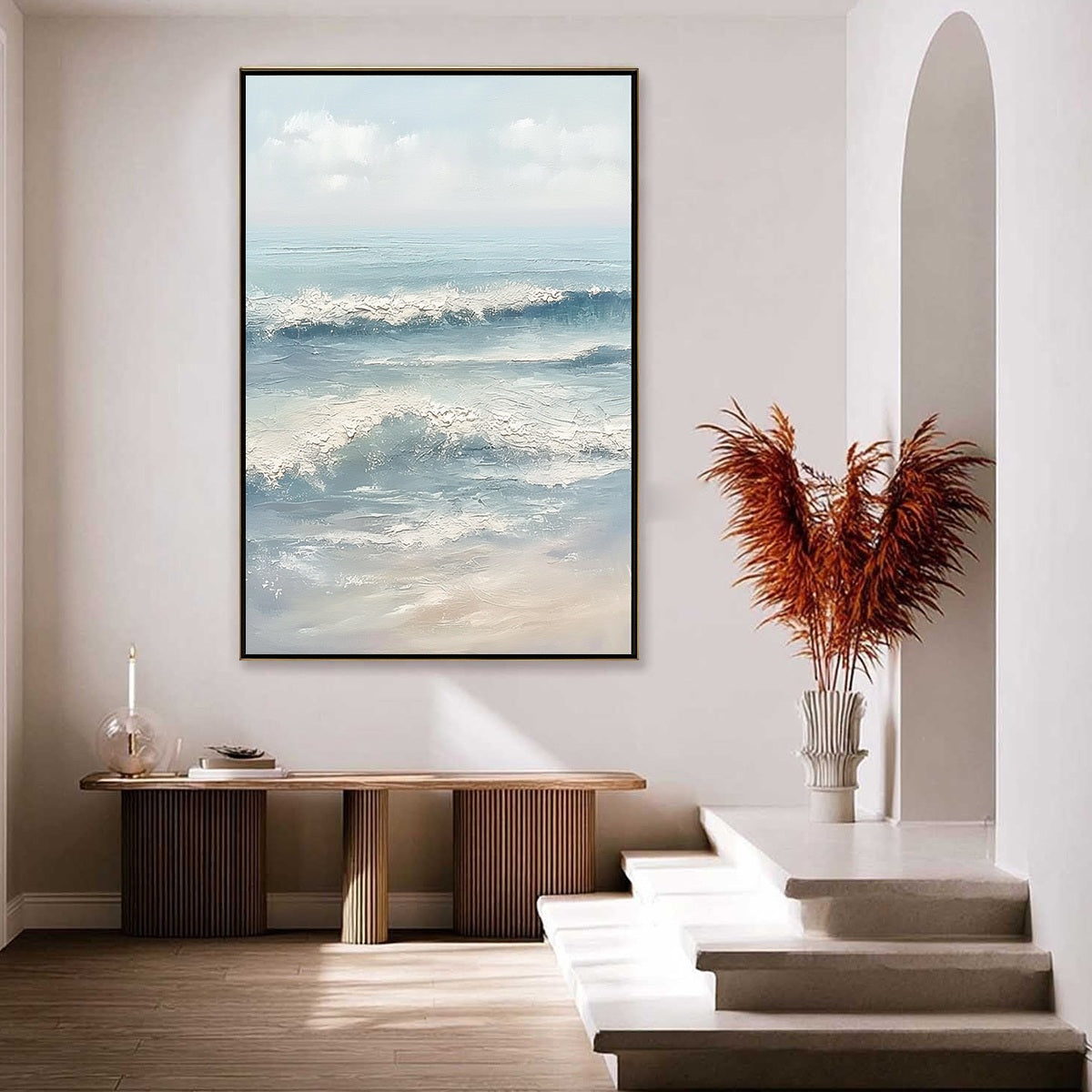 SERENE SHORE: Textured Minimalist Coastal Seascape - Image 4