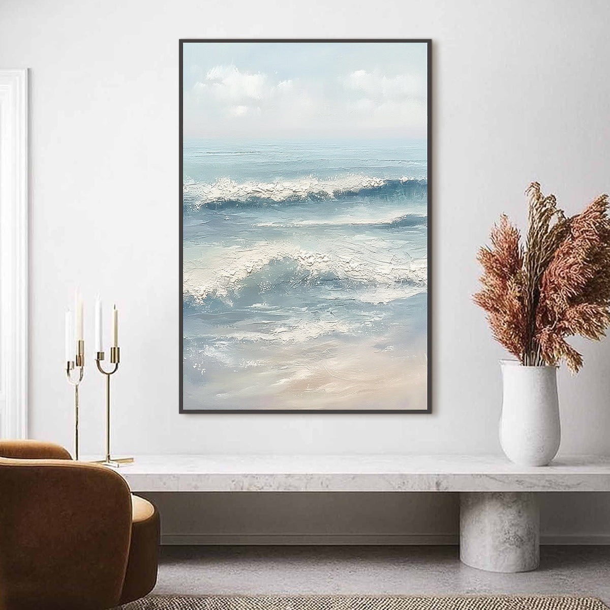 SERENE SHORE: Textured Minimalist Coastal Seascape - Image 2