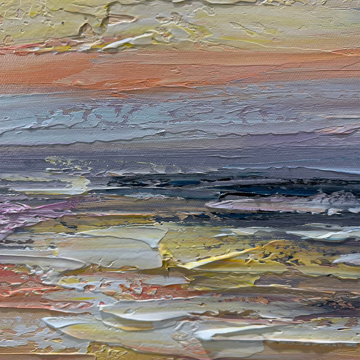 SERENE SUNSET: Panoramic Seascape Painting, Textured Wall Art, Horizontal Canvas, Beach Decor - Image 3