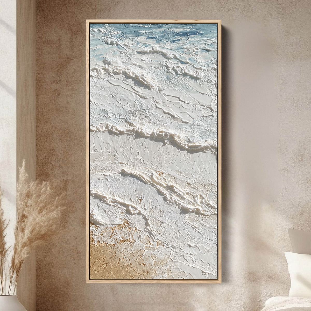 SHORELINE WHISPERS: Textured Wabi Sabi Coastal Painting - Image 2