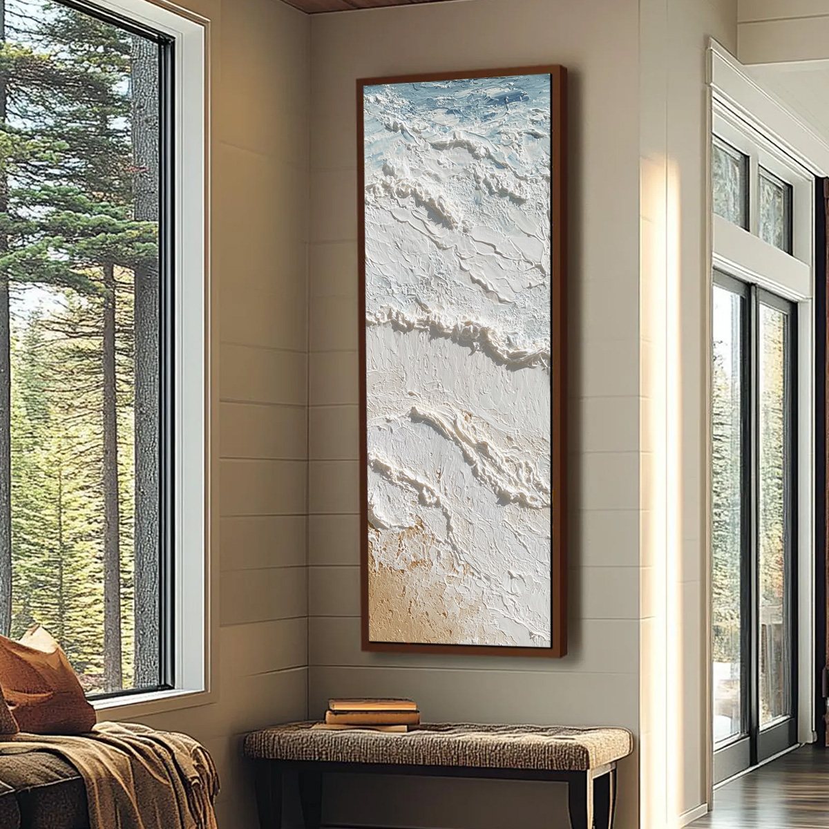 SHORELINE WHISPERS: Textured Wabi Sabi Coastal Painting - Image 7