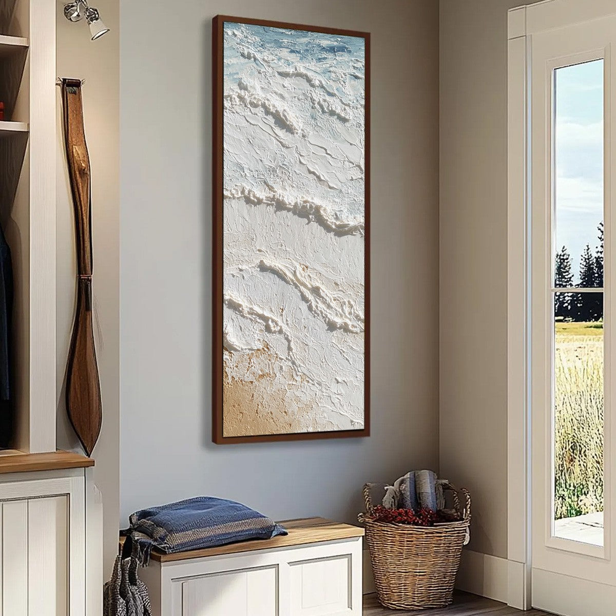 SHORELINE WHISPERS: Textured Wabi Sabi Coastal Painting - Image 8