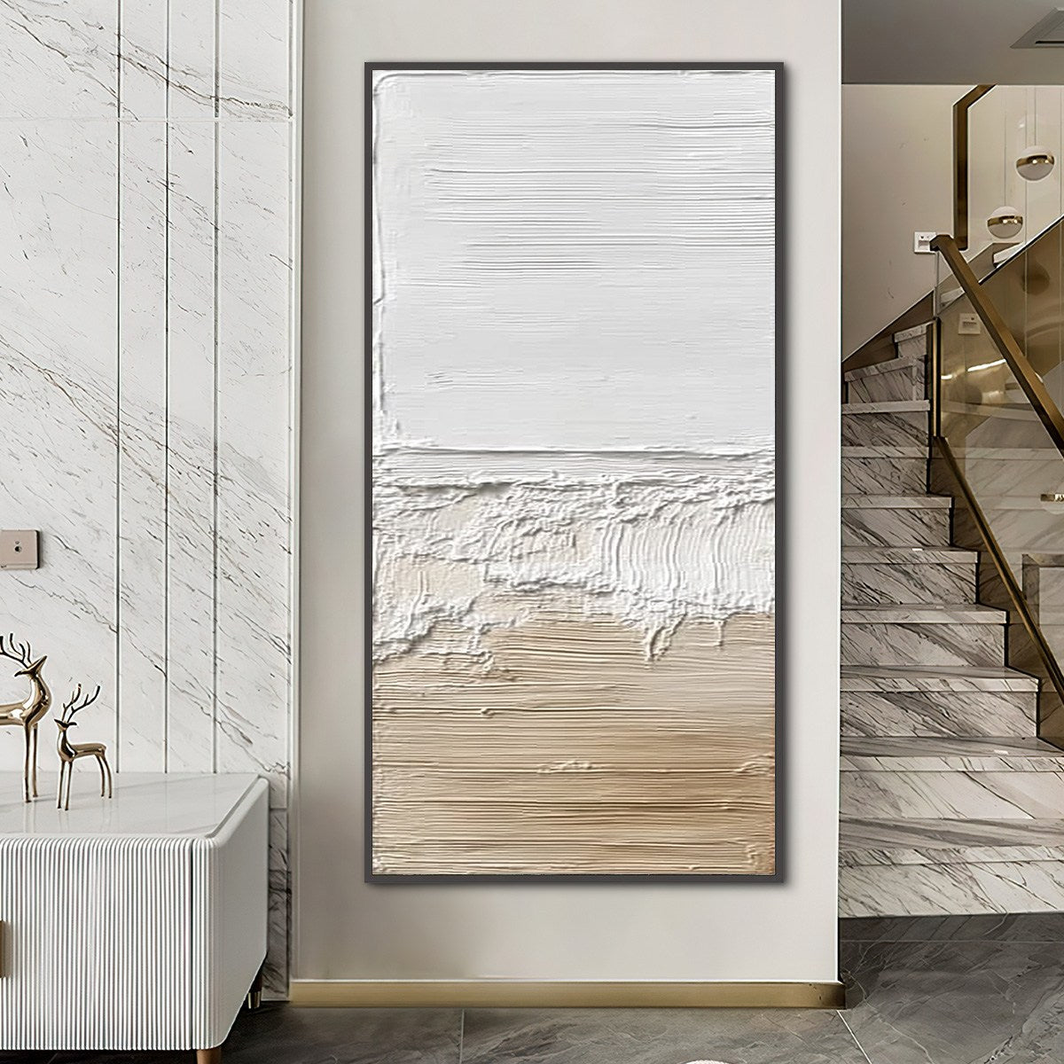 SHORELINE ECHO: Wabi Sabi Textured Minimalist Painting - Image 2