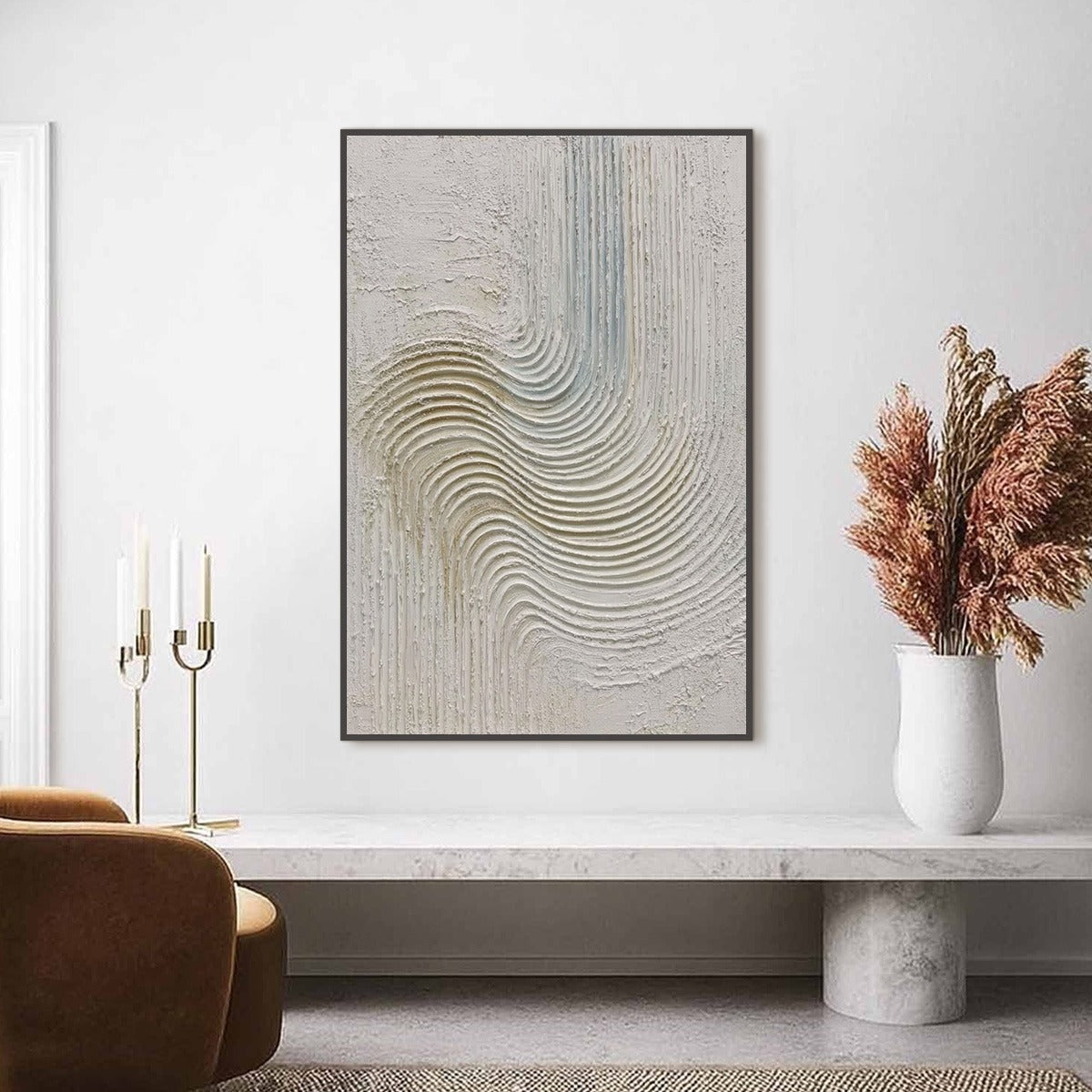 SILENT FREQUENCY: Textured Wabi Sabi Minimalist Abstract Wall Art - Image 2