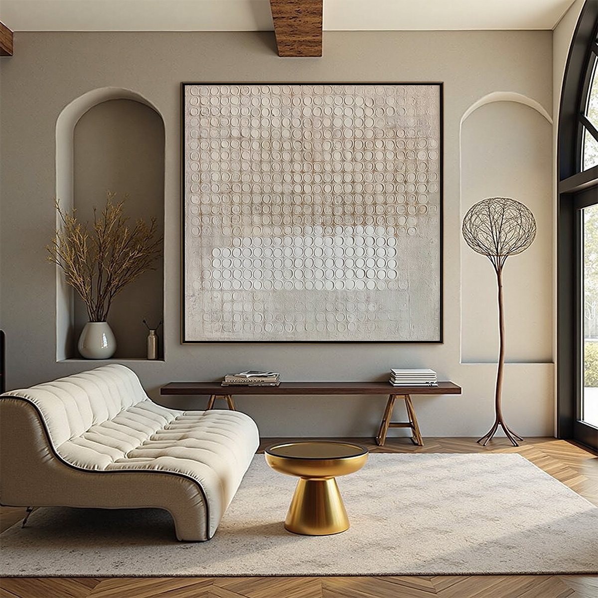 SILENT RHYTHM: Textured Wabi Sabi Abstract Painting in Neutral Tones - Image 4