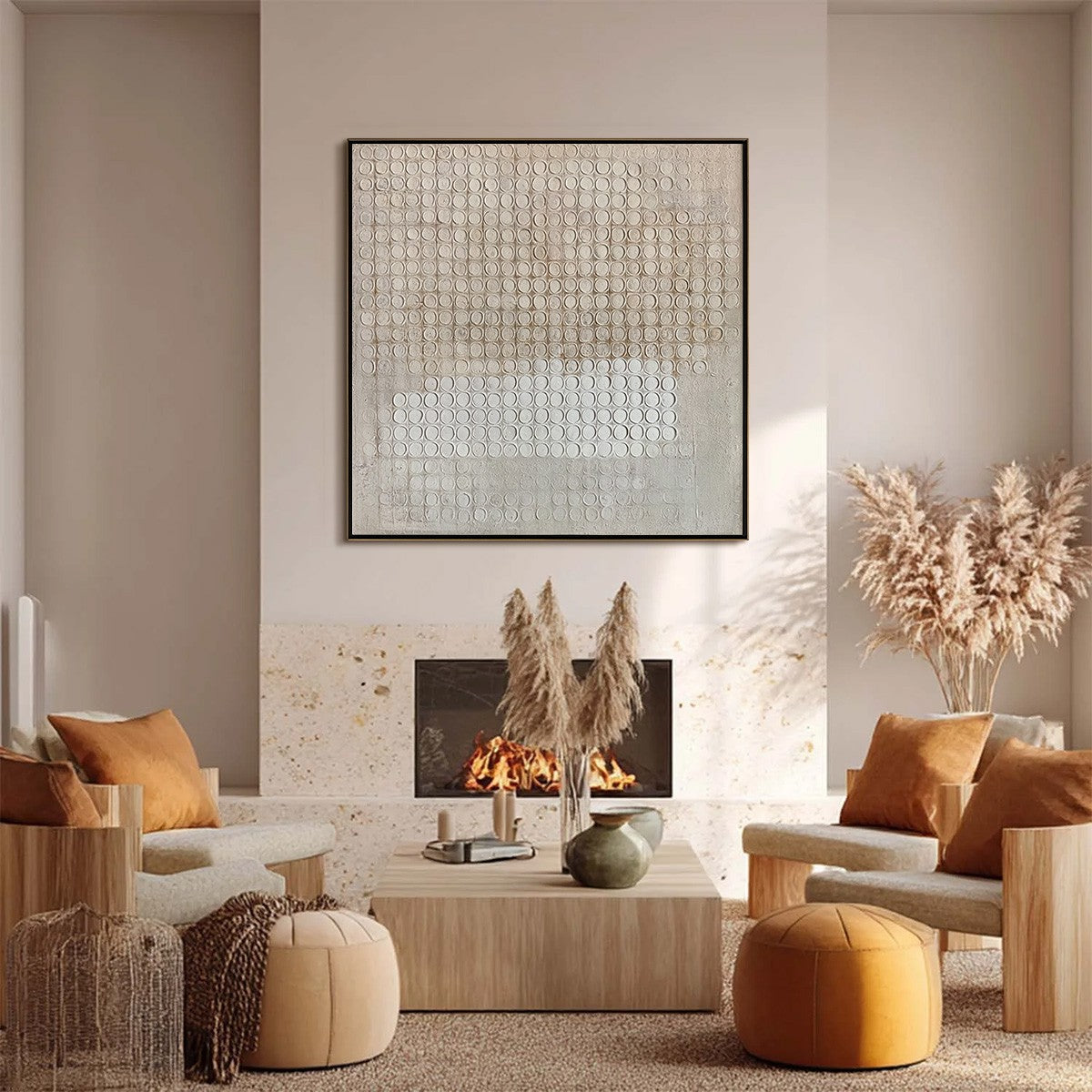 SILENT RHYTHM: Textured Wabi Sabi Abstract Painting in Neutral Tones - Image 2