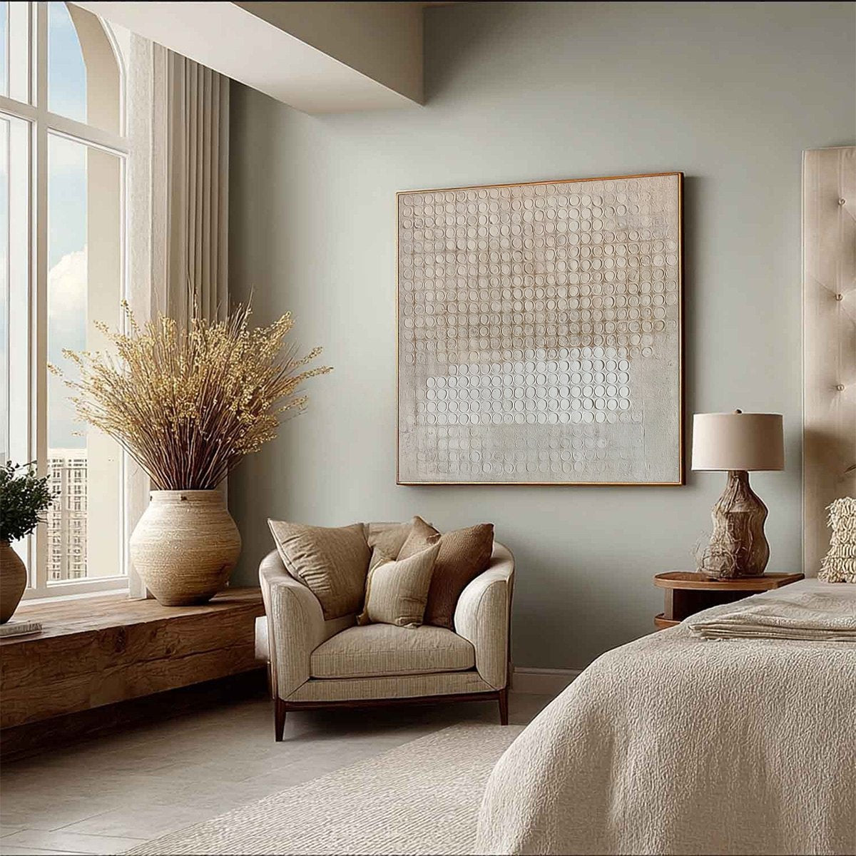 SILENT RHYTHM: Textured Wabi Sabi Abstract Painting in Neutral Tones - Image 8